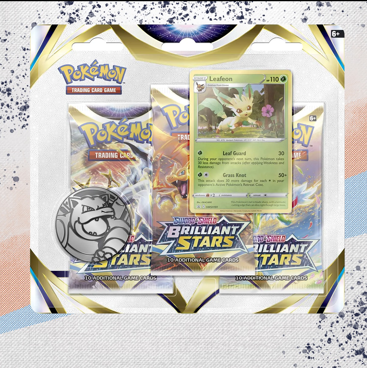 Pokemon Brilliant Stars Leafeon 3 Pack Blister