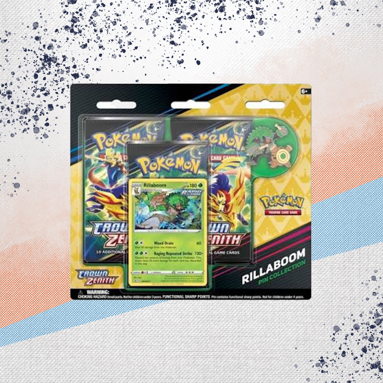 Pokemon Crown Zenith Rillaboom Pin Collection 3-Pack Blister