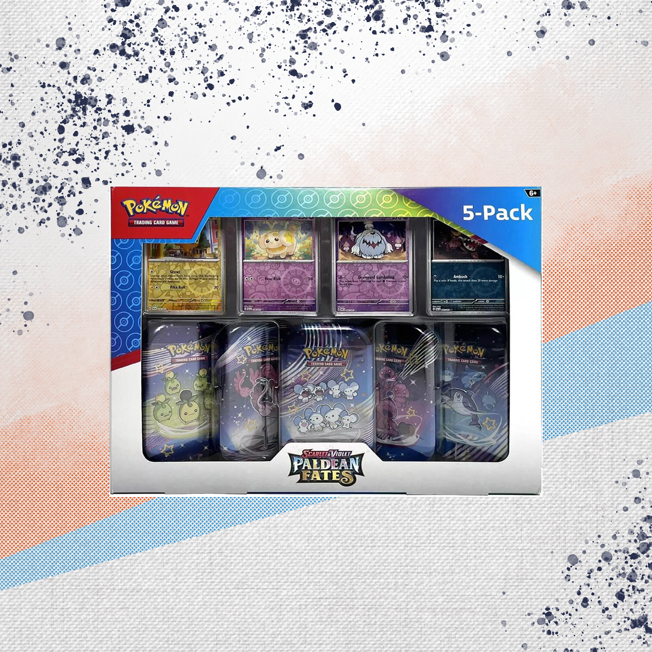 Pokemon Paldean Fates 5 Pack Mini Tin Box