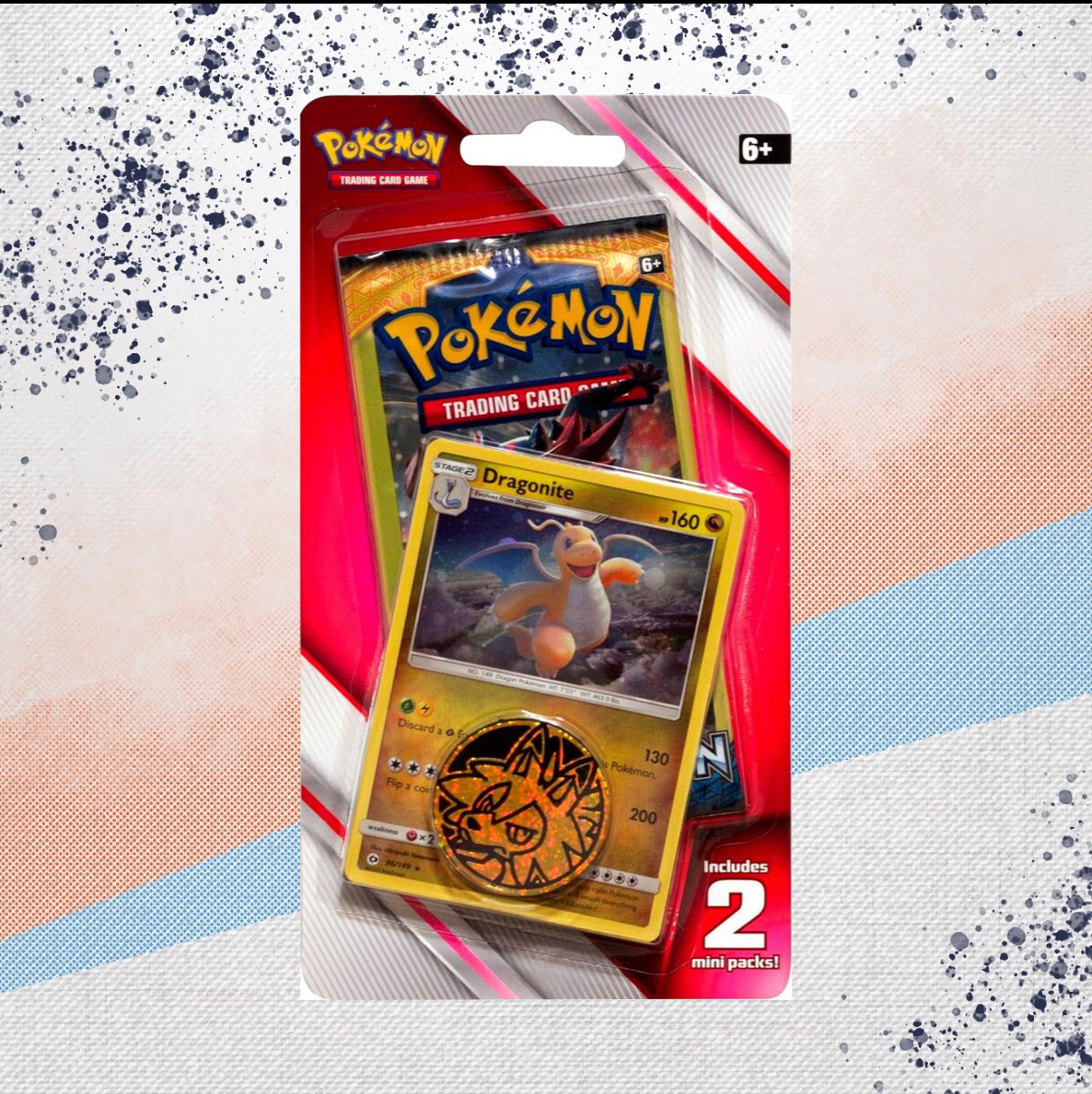Pokemon Sun &amp; Moon Dragonite 2 Mini Pack Checklane Blister