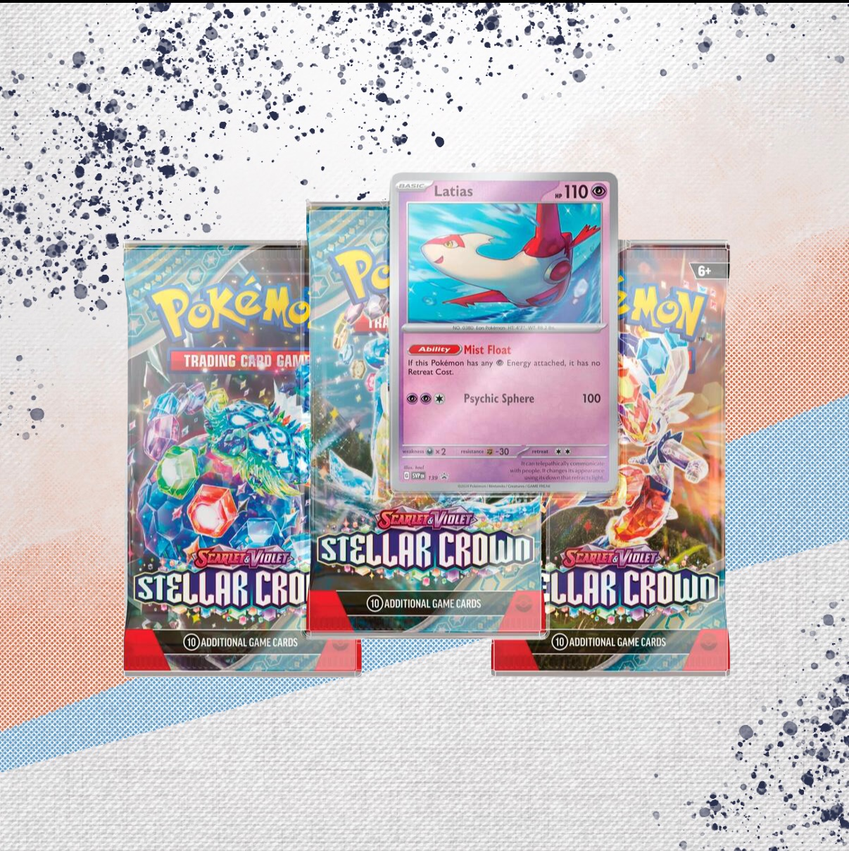 Pokemon Stellar Crown Latias 3 Pack Blister