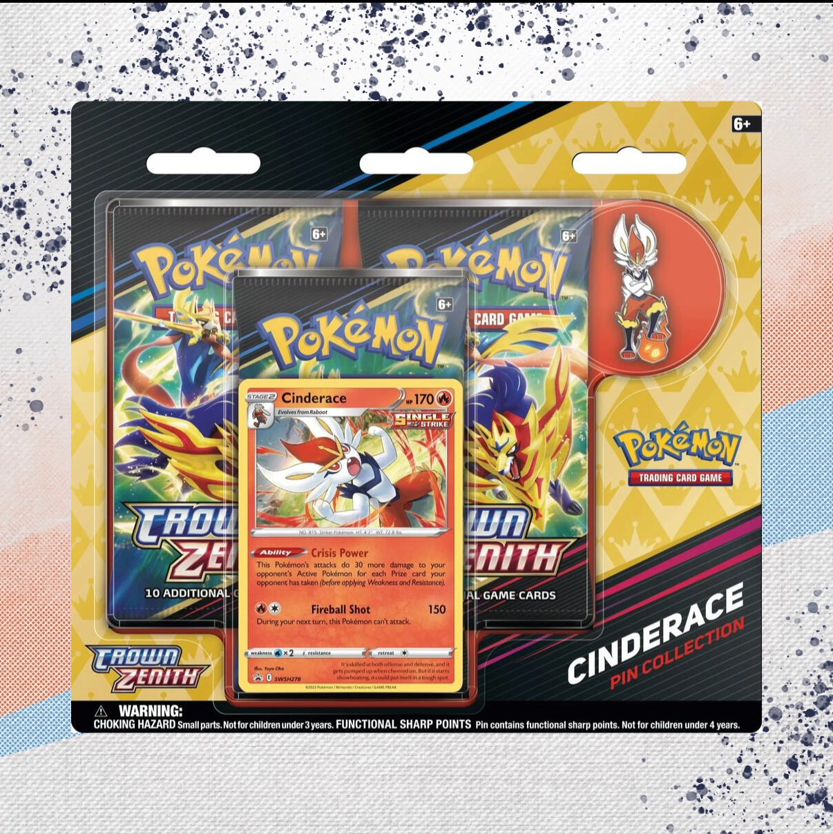 Pokemon Crown Zenith Cinderace Pin Collection 3-Pack Blister